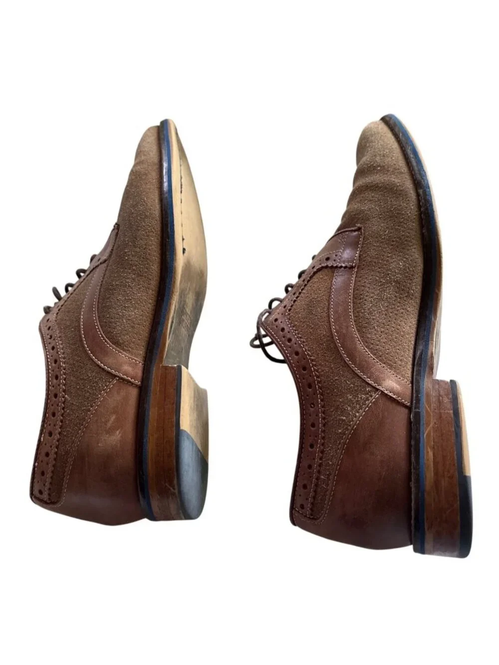 Johnston & Murphy Mens Brown Suede & Leather Wingtip Brogues Size 9